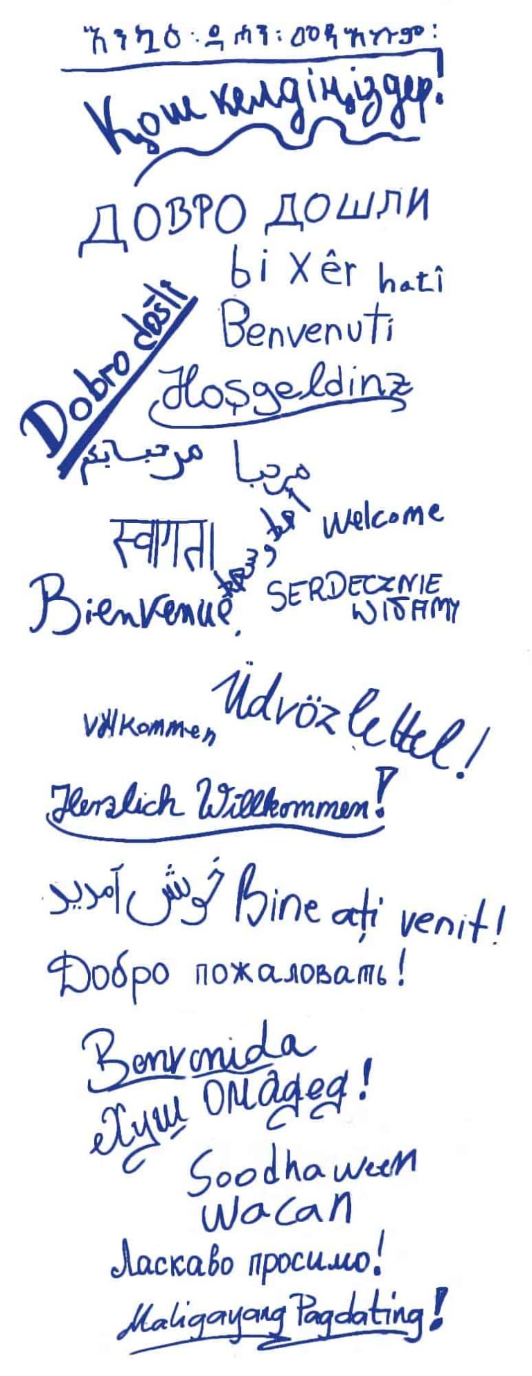 Willkommen - Welcome in verschiedenen Sprachen